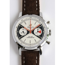 Top Time Chrono SS 1:1 Best Edition White Dial Brown Leather Strap BLS A7750