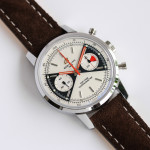 Top Time Chrono SS 1:1 Best Edition White Dial Brown Leather Strap BLS A7750