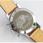 Top Time Dues Chrono SS/LE White Dial Stick Marker Leather Strap BLS A7750