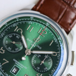 Premier B01 Chronograph 42mm SS Green Number Dial Leather Strap BLS A7750