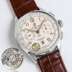 Premier B01 Chronograph 42mm SS White Number Dial Leather Strap BLS A7750