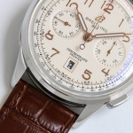 Premier B01 Chronograph 42mm SS White Number Dial Leather Strap BLS A7750