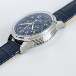 Premier B01 Chronograph 42mm SS Blue Number Dial Leather Strap BLS A7750