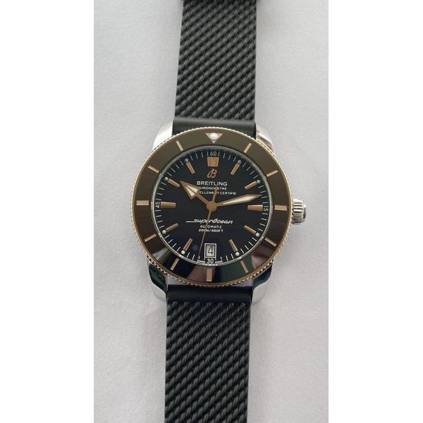 Superocean Heritage II 42mm SS/RG Black Dial Rubber Strap OXF A2824