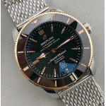 Superocean Heritage II 46mm SS/RG Black Dial Mesh Bracelet A2824