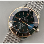 Superocean Heritage II 46mm SS/RG Black Dial Mesh Bracelet A2824