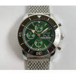 Superocean Heritage Chrono 46 SS/SS Green Dial Mesh Bracelet OXF A7750