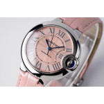 Ballon Bleu 33mm SS 1:1 Best Edition White&Pink&Red Dials Leather Strap AF