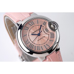 Ballon Bleu 33mm SS 1:1 Best Edition White&Pink&Red Dials Leather Strap AF