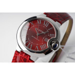 Ballon Bleu 33mm SS 1:1 Best Edition White&Pink&Red Dials Leather Strap AF