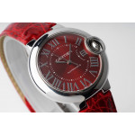 Ballon Bleu 33mm SS 1:1 Best Edition White&Pink&Red Dials Leather Strap AF