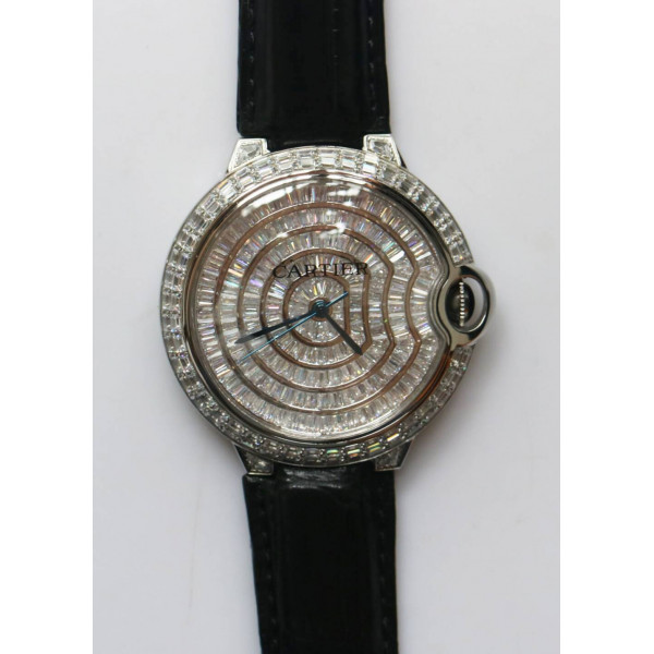 Ballon Bleu 42mm SS Diamonds Bezel Diamonds Dial Double Side Crocodile Strap MIYOTA 9015