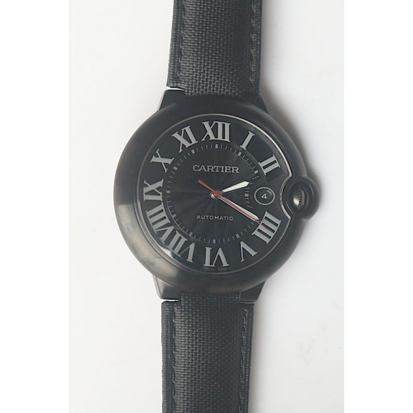 Ballon Bleu 42mm DLC 1:1 Best Edition Black Texture Dial Black Nylon Strap A2824