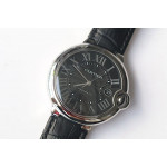 Balon Bleu Cartier 42mm SS Black Dial Roman Leather A2824