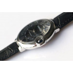 Balon Bleu Cartier 42mm SS Black Dial Roman Leather A2824