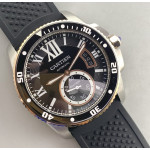 Calibre de Cartier RG/SS Case Black Dial Rubber Strap Asian 1904