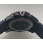 Calibre de Cartier RG/PVD Case Black Dial Rubber Strap Asian 1904