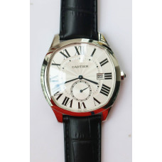 Drive De Cartier SS White Dial Leather GSF A23J Mod