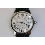 Ronde Solo de Cartier 42mm 1:1 Best Edition White Dial on Black Leather Strap MIYOTA 9015 ZF