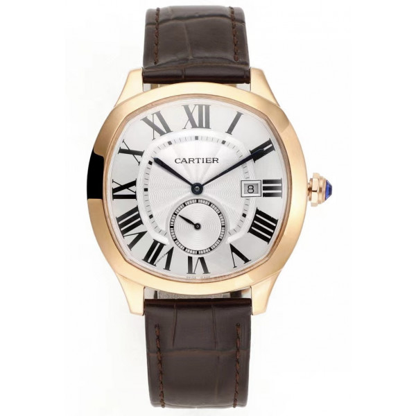 Drive De Cartier RG Case White Dial Leather Strap TWF A23J Mod