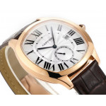 Drive De Cartier RG Case White Dial Leather Strap TWF A23J Mod