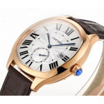 Drive De Cartier RG Case White Dial Leather Strap TWF A23J Mod