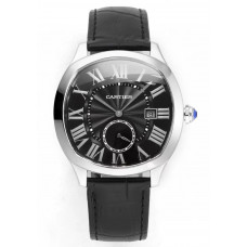 Drive De Cartier SS Case Black Dial Leather Strap TWF A23J Mod