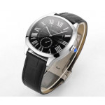 Drive De Cartier SS Case Black Dial Leather Strap TWF A23J Mod