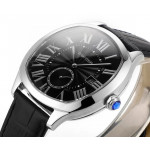 Drive De Cartier SS Case Black Dial Leather Strap TWF A23J Mod