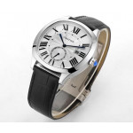 Drive De Cartier SS Case White Dial Leather Strap TWF A23J Mod