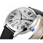 Drive De Cartier SS Case White Dial Leather Strap TWF A23J Mod