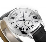 Drive De Cartier SS Case White Dial Leather Strap TWF A23J Mod