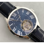 Drive De Cartier Flying Tourbillon SS Best Edition Blue Dial Leather Strap RMS