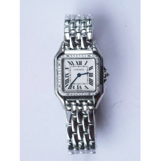 Panthère Secrete Ladies 27mm Diamond Bezel SS 1:1 Best Edition White Dial SS Bracelet Ronda Quartz 8848F 