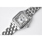 Panthère 1:1 Best Edition SS White Dial Diamonds Bezel on SS Bracelet BVF Ronda Quartz