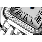 Panthère 1:1 Best Edition SS White Dial Diamonds Bezel on SS Bracelet BVF Ronda Quartz