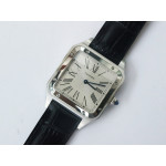 Santos De Cartier SS Whtie Dial Leather Swiss Quartz