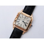 Santos De Cartier RG Whtie Dial Leather Swiss Quartz