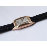 Santos De Cartier RG Whtie Dial Leather Swiss Quartz