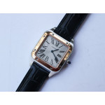 Santos De Cartier SS/RG Whtie Dial Leather Swiss Quartz