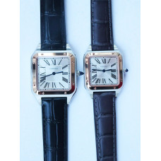 Santos De Cartier SS/RG Whtie Dial Leather Swiss Quartz