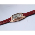 Santos De Cartier RG Diamonds Bezel Whtie Dial Leather Swiss Quartz