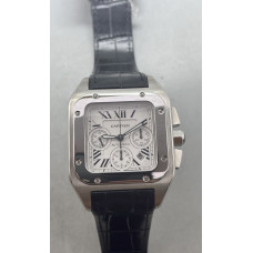Santos 100 Chronograph SS Ultimate Edition On Black Leather Strap A7753