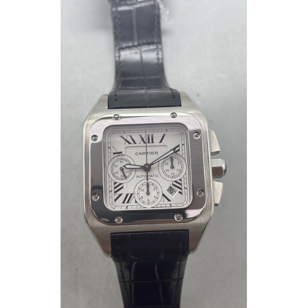 Santos 100 Chronograph SS Ultimate Edition On Black Leather Strap A7753