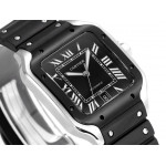 Santos de Cartier SS/DLC Bezel  1:1 Best Edition Black&Grey Dial SS SmartLinks Rubber THB MIYOTA 9015