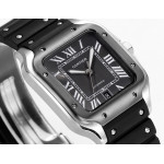 Santos de Cartier SS/DLC Bezel  1:1 Best Edition Black&Grey Dial SS SmartLinks Rubber THB MIYOTA 9015