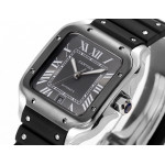 Santos de Cartier SS/DLC Bezel  1:1 Best Edition Black&Grey Dial SS SmartLinks Rubber THB MIYOTA 9015