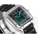 Santos de Cartier SS 1:1 Best Edition White&Green&Blue Dial SS SmartLinks Rubber THB MIYOTA 9015