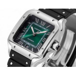 Santos de Cartier SS 1:1 Best Edition White&Green&Blue Dial SS SmartLinks Rubber THB MIYOTA 9015