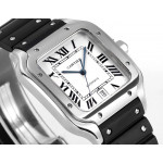 Santos de Cartier SS 1:1 Best Edition White&Green&Blue Dial SS SmartLinks Rubber THB MIYOTA 9015